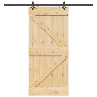 Produktbild för Skjutdörr NARVIK Naturlig och svart 100 x 210 cm (213,5 cm)