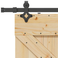 Produktbild för Skjutdörr NARVIK Naturlig och svart 100 x 210 cm (213,5 cm)