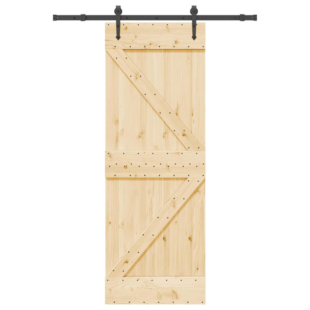 Produktbild för Skjutdörr NARVIK Naturlig och svart 70 x 210 cm (152,5 cm)