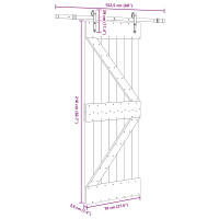 Produktbild för Skjutdörr NARVIK Naturlig och svart 70 x 210 cm (152,5 cm)