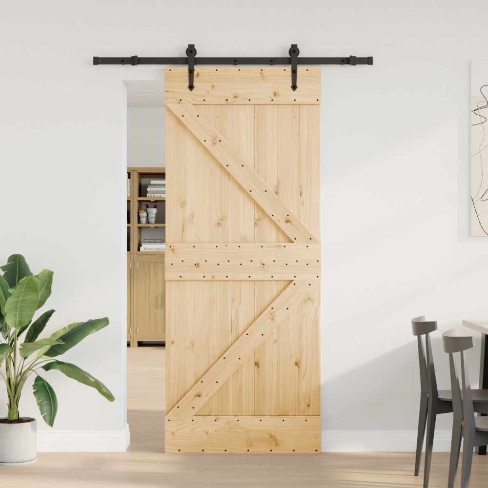 Produktbild för Skjutdörr NARVIK Naturlig och svart 85 x 210 cm (152,5 cm)