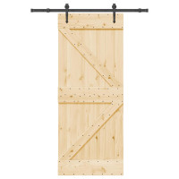Produktbild för Skjutdörr NARVIK Naturlig och svart 85 x 210 cm (152,5 cm)