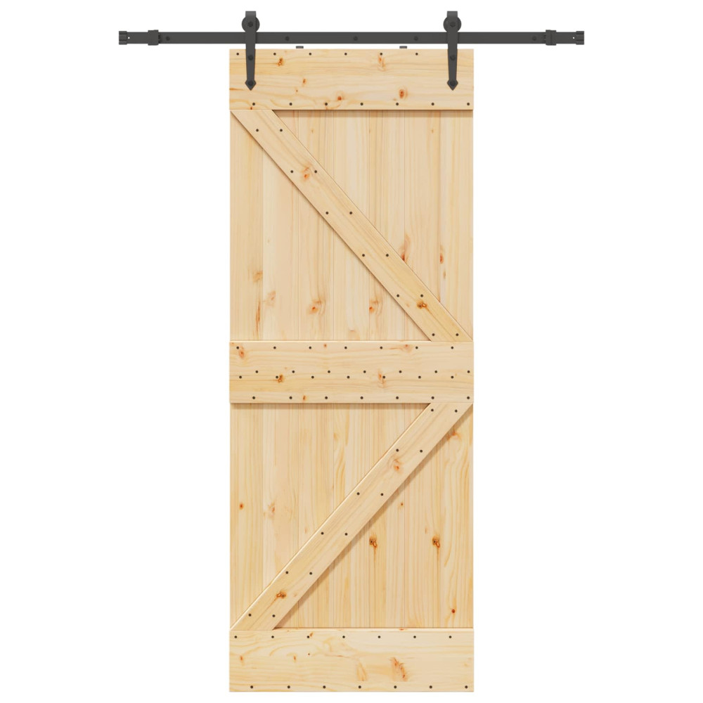 Produktbild för Skjutdörr NARVIK Naturlig och svart 80 x 210 cm (152,5 cm)