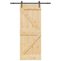 Produktbild för Skjutdörr NARVIK Naturlig och svart 80 x 210 cm (152,5 cm)