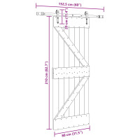 Produktbild för Skjutdörr NARVIK Naturlig och svart 80 x 210 cm (152,5 cm)