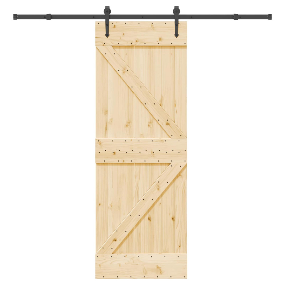 Produktbild för Skjutdörr NARVIK Naturlig och svart 70 x 210 cm (213,5 cm)