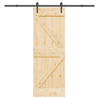 Produktbild för Skjutdörr NARVIK Naturlig och svart 70 x 210 cm (213,5 cm)