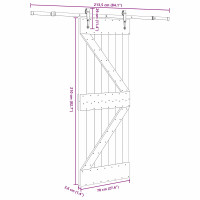 Produktbild för Skjutdörr NARVIK Naturlig och svart 70 x 210 cm (213,5 cm)