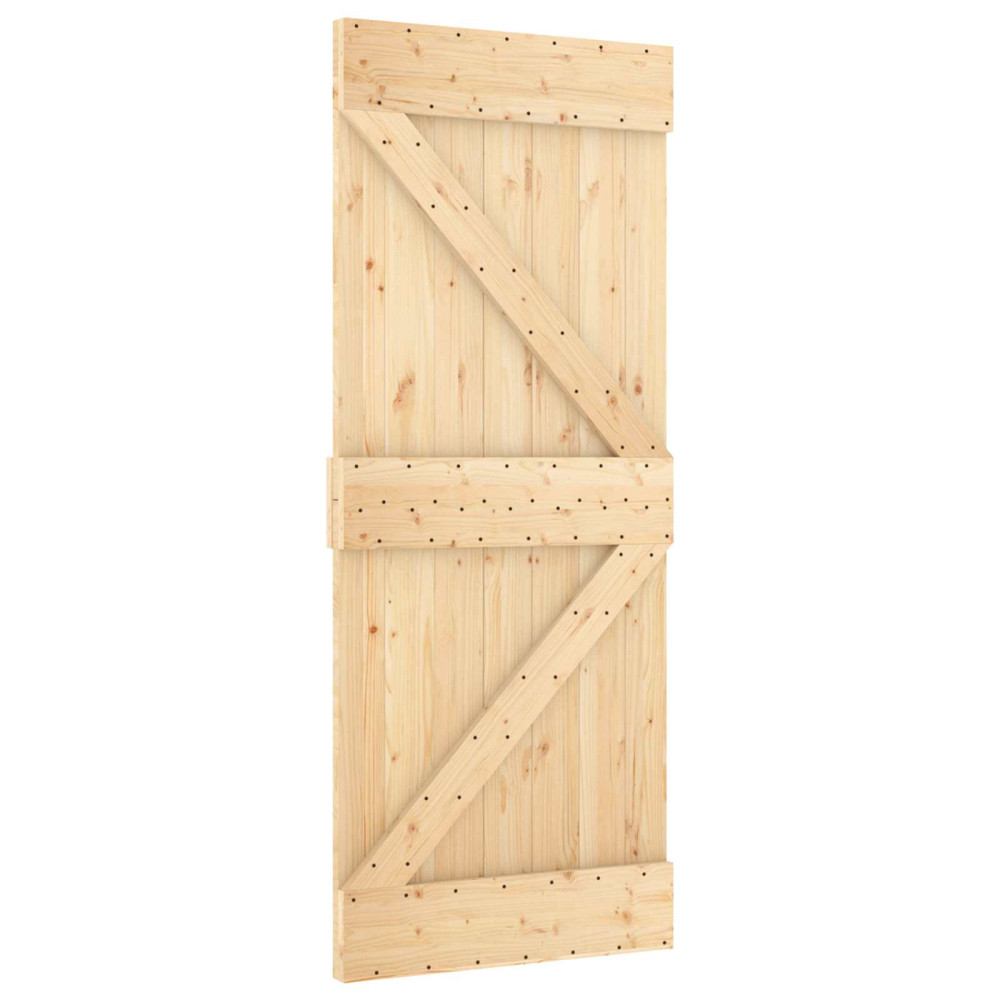 Produktbild för Skjutdörr NARVIK Naturlig och svart 85 x 210 cm (213,5 cm)