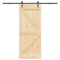 Produktbild för Skjutdörr NARVIK Naturlig och svart 85 x 210 cm (213,5 cm)