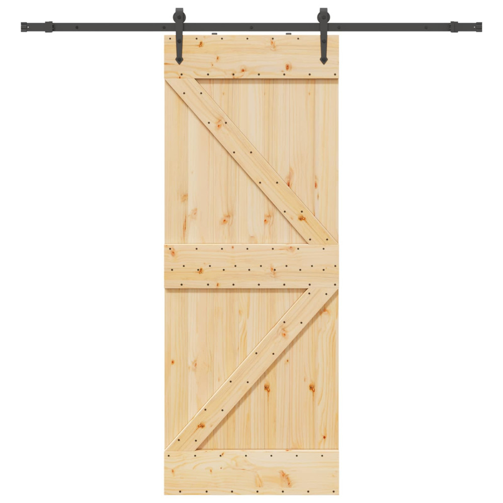Produktbild för Skjutdörr NARVIK Naturlig och svart 80 x 210 cm (213,5 cm)