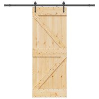 Produktbild för Skjutdörr NARVIK Naturlig och svart 80 x 210 cm (213,5 cm)