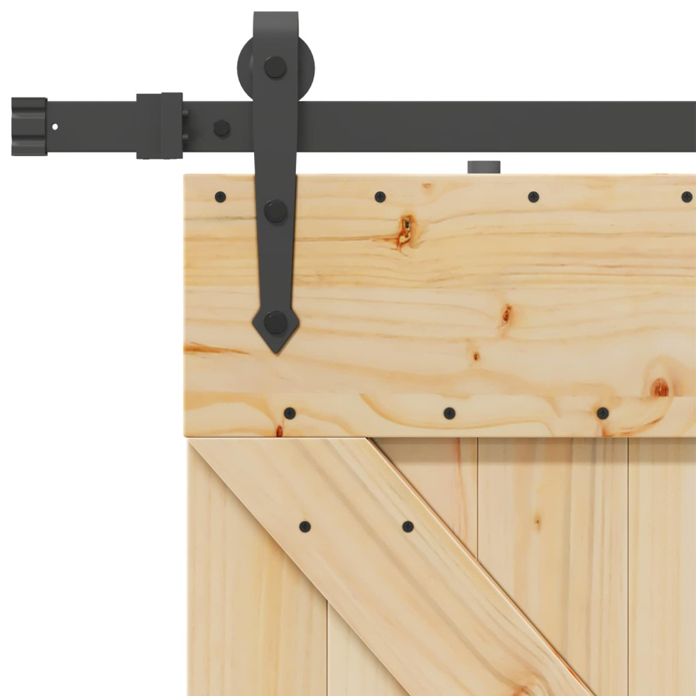 Produktbild för Skjutdörr NARVIK Naturlig och svart 80 x 210 cm (213,5 cm)