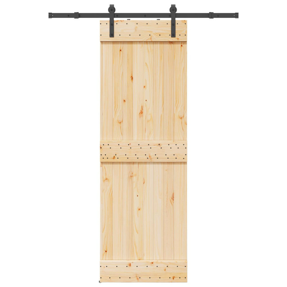 Produktbild för Skjutdörr NARVIK Naturlig och svart 70 x 210 cm (152,5 cm)