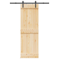 Produktbild för Skjutdörr NARVIK Naturlig och svart 70 x 210 cm (152,5 cm)