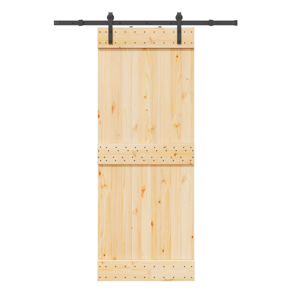 Produktbild för Skjutdörr NARVIK Naturlig och svart 80 x 210 cm (152,5 cm)
