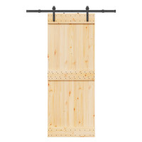 Produktbild för Skjutdörr NARVIK Naturlig och svart 80 x 210 cm (152,5 cm)
