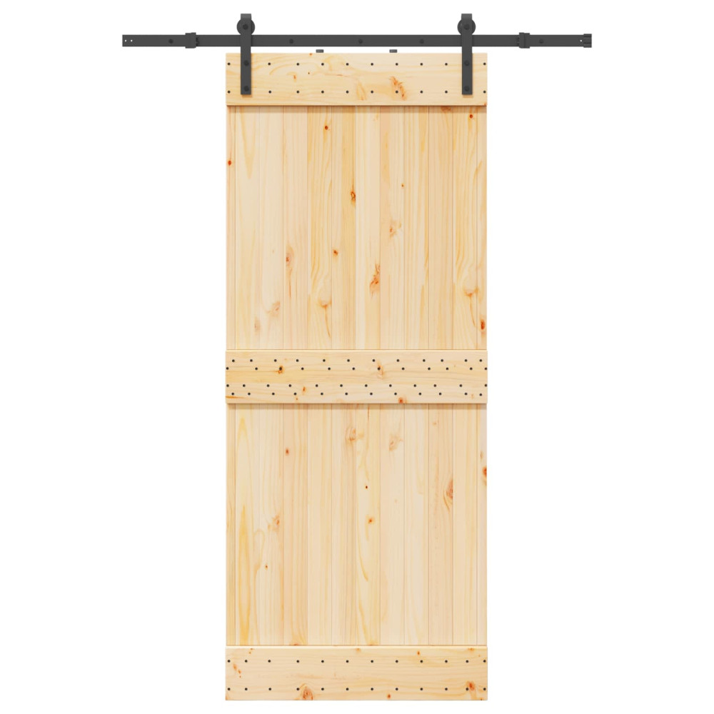 Produktbild för Skjutdörr NARVIK Naturlig och svart 85 x 210 cm (152,5 cm)