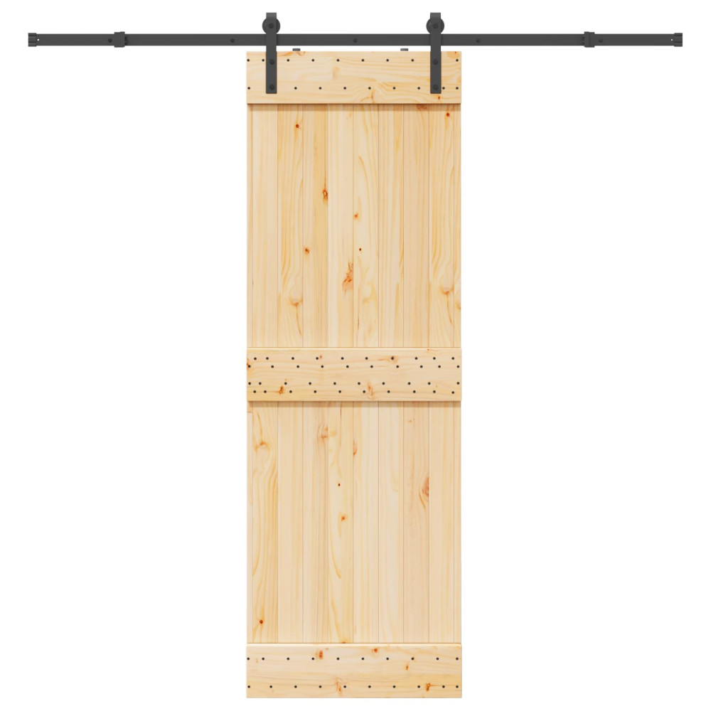 Produktbild för Skjutdörr NARVIK Naturlig och svart 70 x 210 cm (213,5 cm)