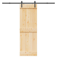 Produktbild för Skjutdörr NARVIK Naturlig och svart 70 x 210 cm (213,5 cm)