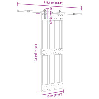 Produktbild för Skjutdörr NARVIK Naturlig och svart 70 x 210 cm (213,5 cm)