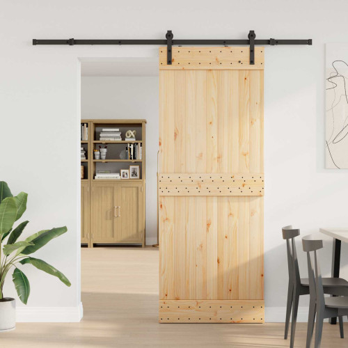 vidaXL Skjutdörr NARVIK Naturlig och svart 80 x 210 cm (213,5 cm)