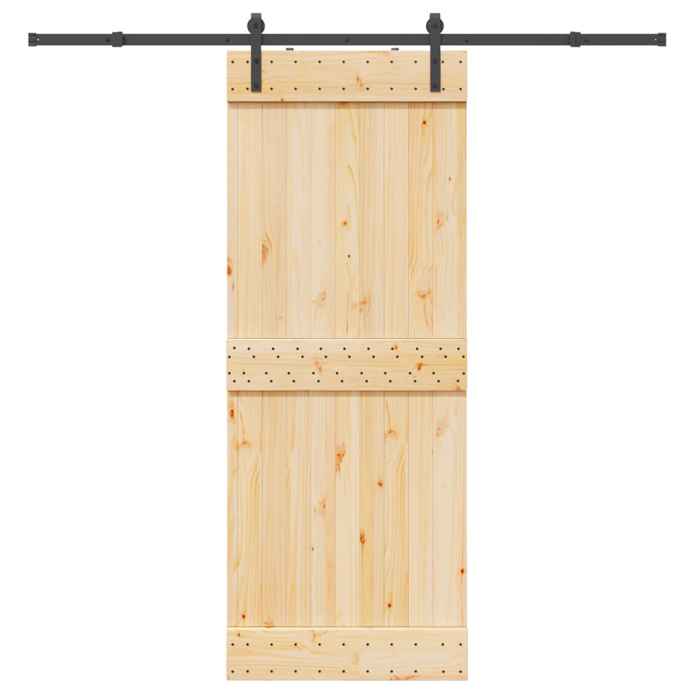 Produktbild för Skjutdörr NARVIK Naturlig och svart 80 x 210 cm (213,5 cm)