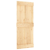 Produktbild för Skjutdörr NARVIK Naturlig och svart 85 x 210 cm (213,5 cm)