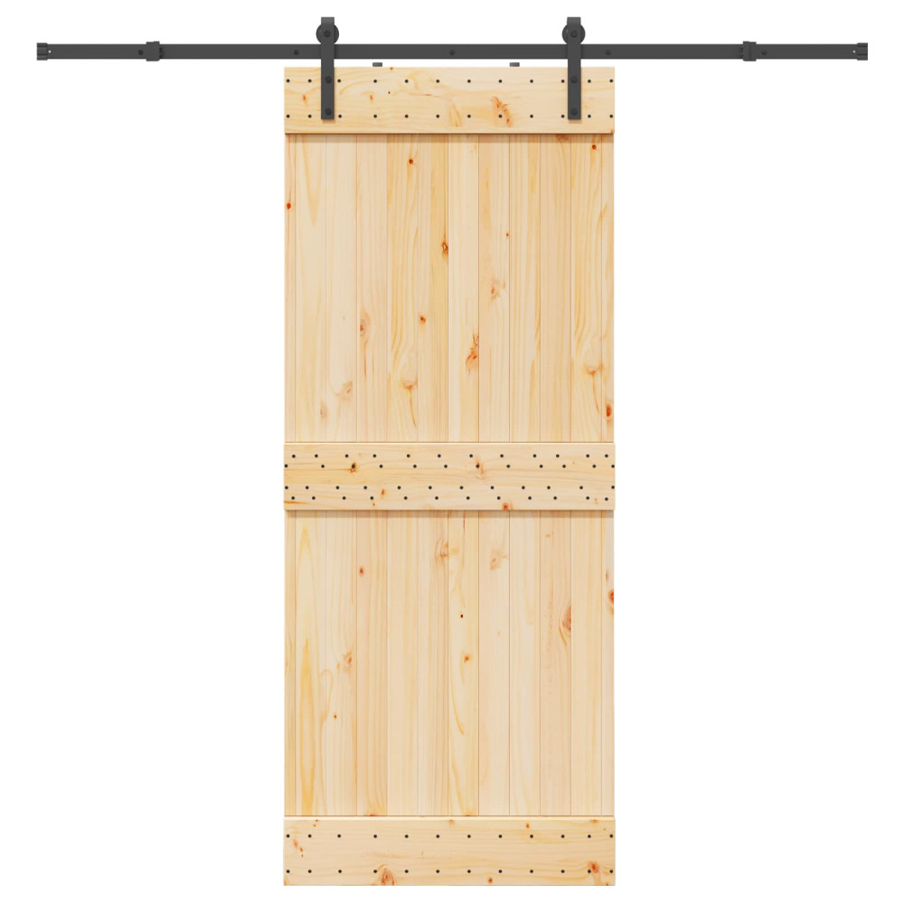 Produktbild för Skjutdörr NARVIK Naturlig och svart 85 x 210 cm (213,5 cm)