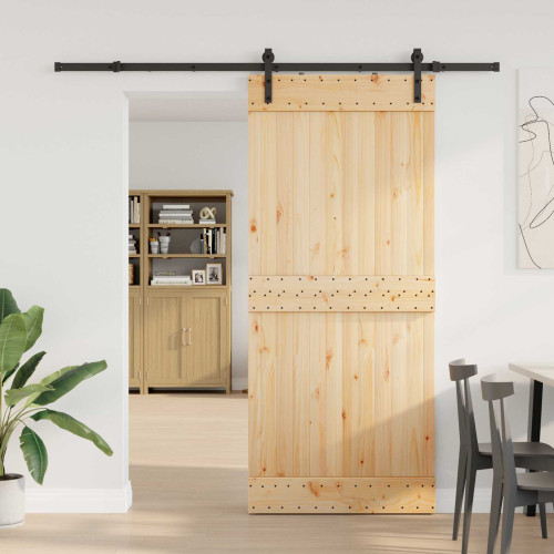 vidaXL Skjutdörr NARVIK Naturlig och svart 90 x 210 cm (213,5 cm)