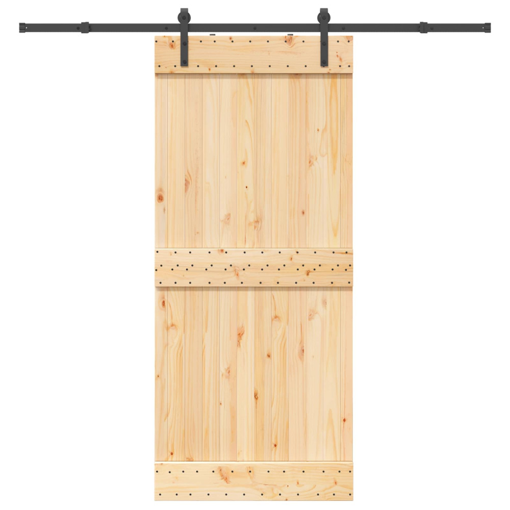 Produktbild för Skjutdörr NARVIK Naturlig och svart 90 x 210 cm (213,5 cm)
