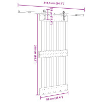 Produktbild för Skjutdörr NARVIK Naturlig och svart 90 x 210 cm (213,5 cm)
