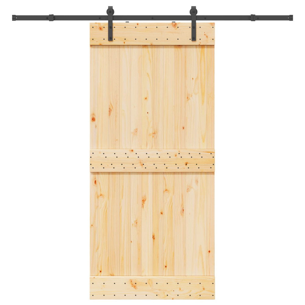 Produktbild för Skjutdörr NARVIK Naturlig och svart 95 x 210 cm (213,5 cm)