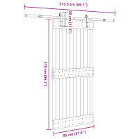 Produktbild för Skjutdörr NARVIK Naturlig och svart 95 x 210 cm (213,5 cm)