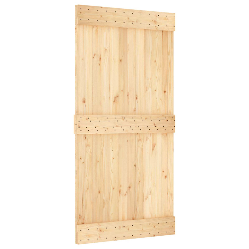 Produktbild för Skjutdörr NARVIK Naturlig och svart 100 x 210 cm (213,5 cm)