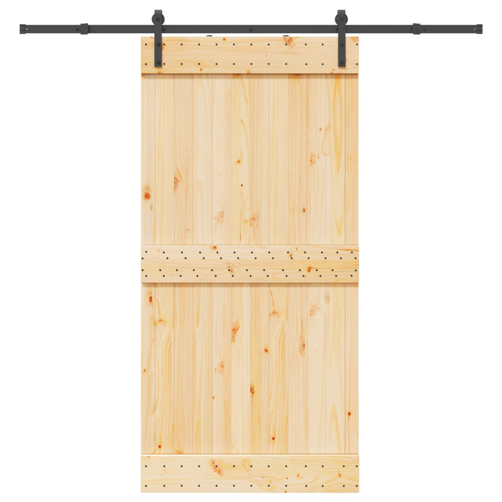 Produktbild för Skjutdörr NARVIK Naturlig och svart 100 x 210 cm (213,5 cm)
