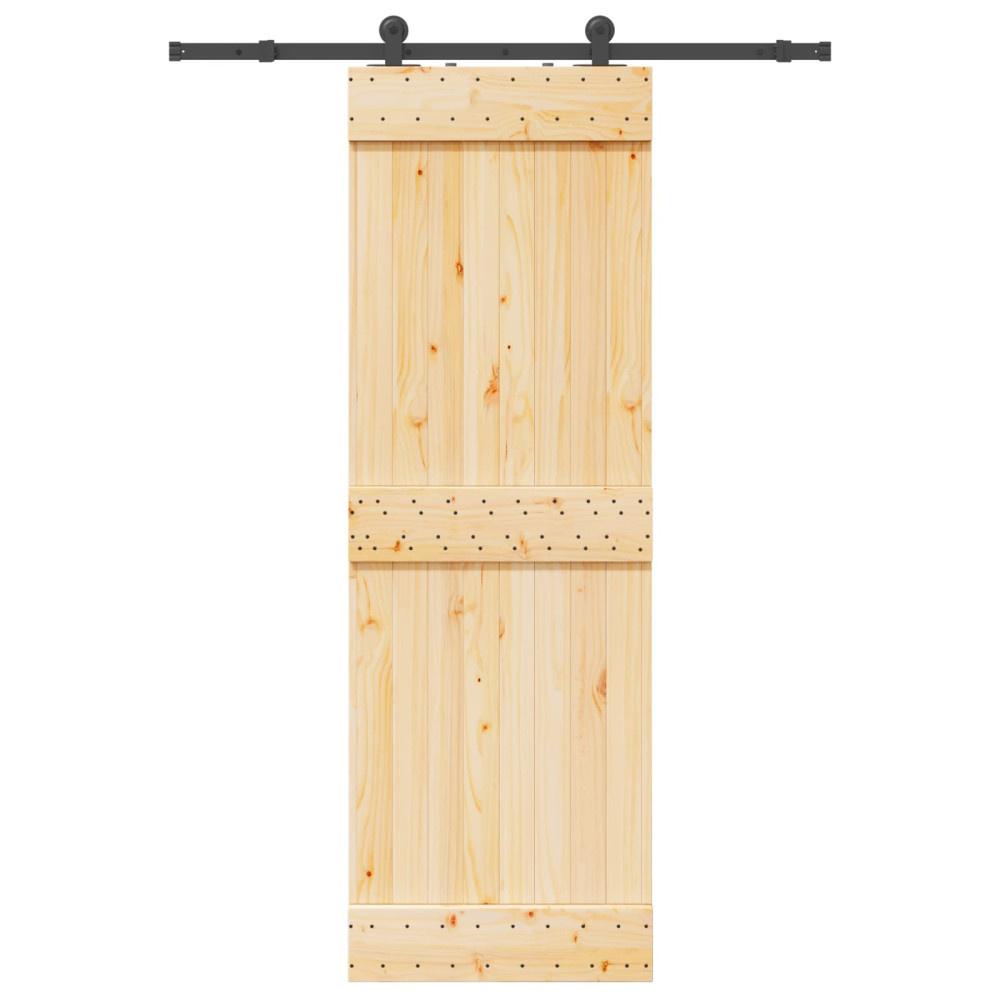 Produktbild för Skjutdörr NARVIK Naturlig och svart 70 x 210 cm (152,5 cm)