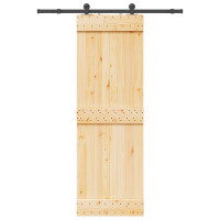 Produktbild för Skjutdörr NARVIK Naturlig och svart 70 x 210 cm (152,5 cm)