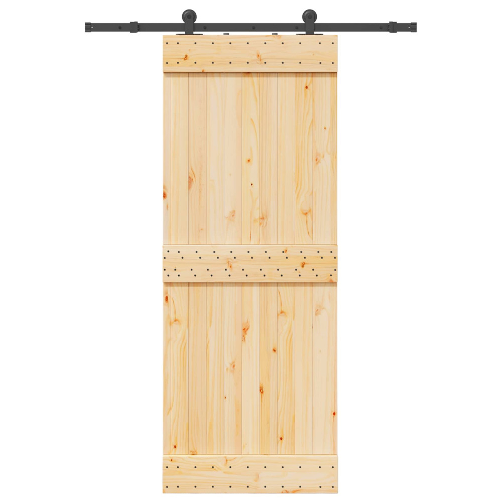 Produktbild för Skjutdörr NARVIK Naturlig och svart 80 x 210 cm (152,5 cm)