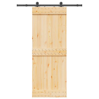Produktbild för Skjutdörr NARVIK Naturlig och svart 80 x 210 cm (152,5 cm)