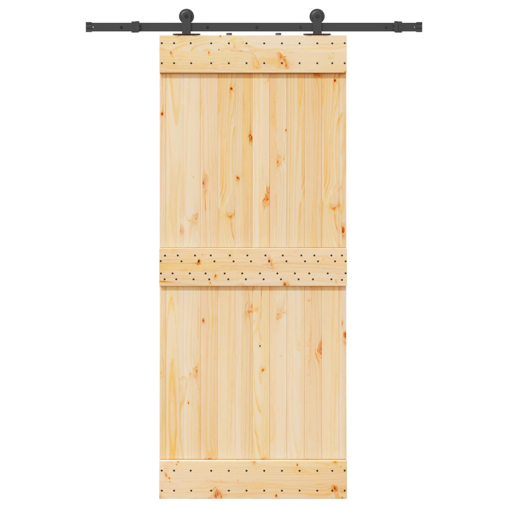 Produktbild för Skjutdörr NARVIK Naturlig och svart 85 x 210 cm (152,5 cm)