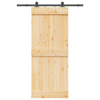 Produktbild för Skjutdörr NARVIK Naturlig och svart 85 x 210 cm (152,5 cm)