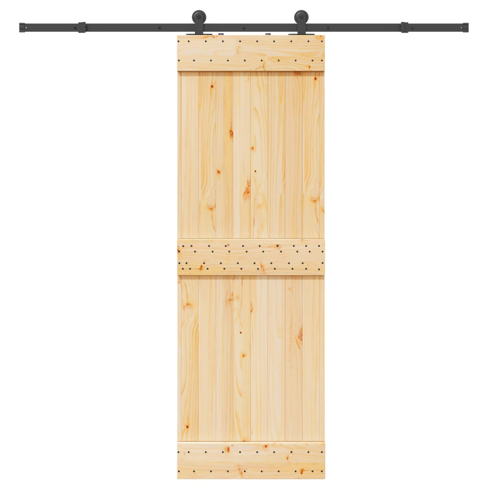 Produktbild för Skjutdörr NARVIK Naturlig och svart 70 x 210 cm (213,5 cm)