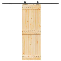 Produktbild för Skjutdörr NARVIK Naturlig och svart 70 x 210 cm (213,5 cm)