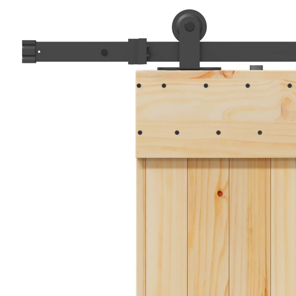 Produktbild för Skjutdörr NARVIK Naturlig och svart 90 x 210 cm (213,5 cm)