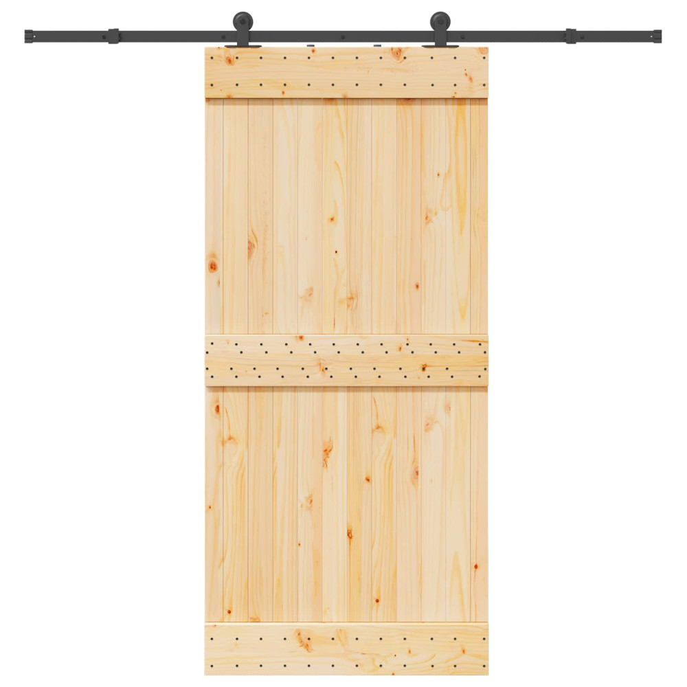 Produktbild för Skjutdörr NARVIK Naturlig och svart 95 x 210 cm (213,5 cm)