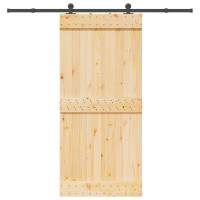Produktbild för Skjutdörr NARVIK Naturlig och svart 95 x 210 cm (213,5 cm)