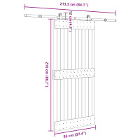 Produktbild för Skjutdörr NARVIK Naturlig och svart 95 x 210 cm (213,5 cm)