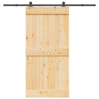 Produktbild för Skjutdörr NARVIK Naturlig och svart 100 x 210 cm (213,5 cm)