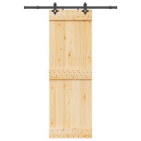 Produktbild för Skjutdörr NARVIK Naturlig och svart 70 x 210 cm (152,5 cm)